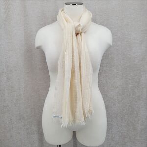 Churchill Handwoven Vintage Wool Scarf Elegant Cream Scarf